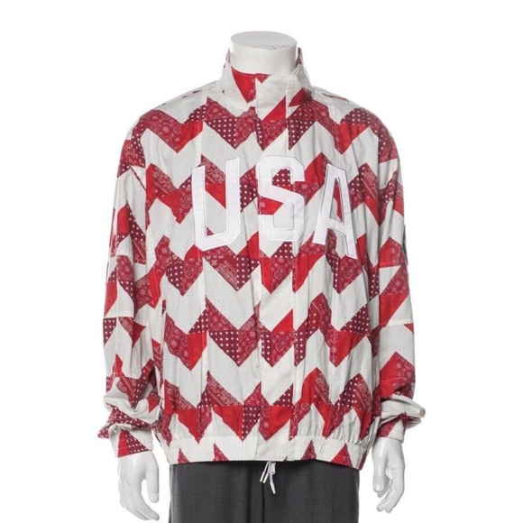 New Kith Zig Zag Quilt Track Jacket Team‎ USA Patchwork Sz XL Olympic KH1255-607 - Picture 1 of 9
